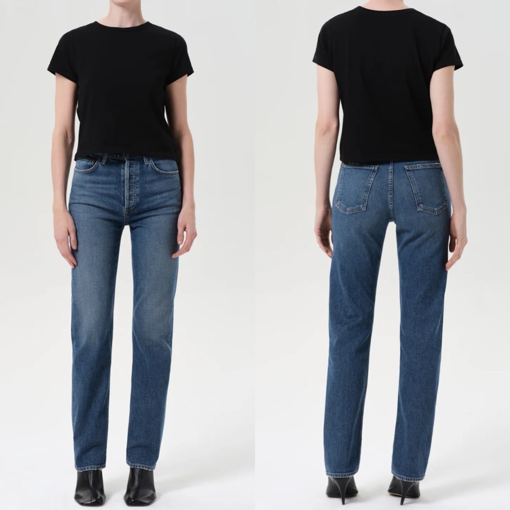 Agolde Straight Leg Jeans in Medium Blue Wash